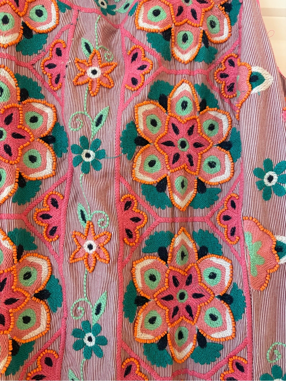 Anthropologie Pink Embroidered Open-Back Halter Dress with Teal Accents - Picture 8 of 8